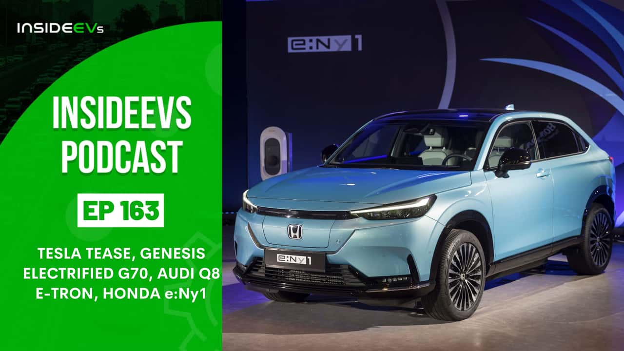 Honda e:Ny1 image alongside Inside EVs logo for episode 163 of its podcast