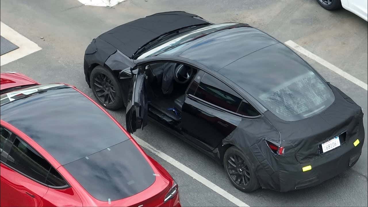 alleged refreshed tesla model 3 with new steering wheel